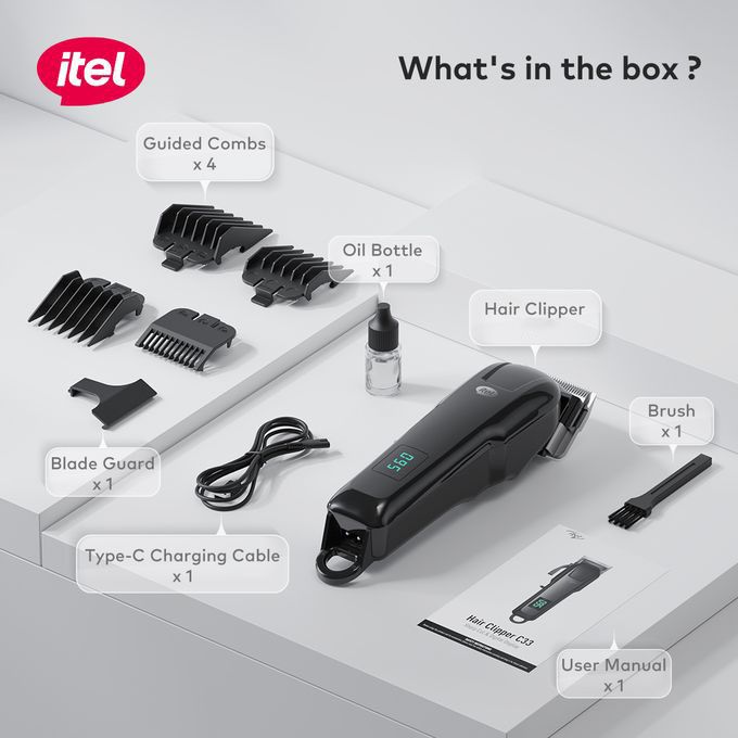 Itel Cordless Hair Clipper with Digital Display & Lasting Battery