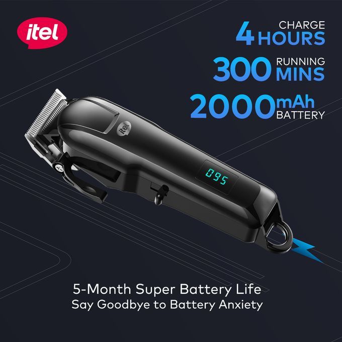 Itel Cordless Hair Clipper with Digital Display & Lasting Battery